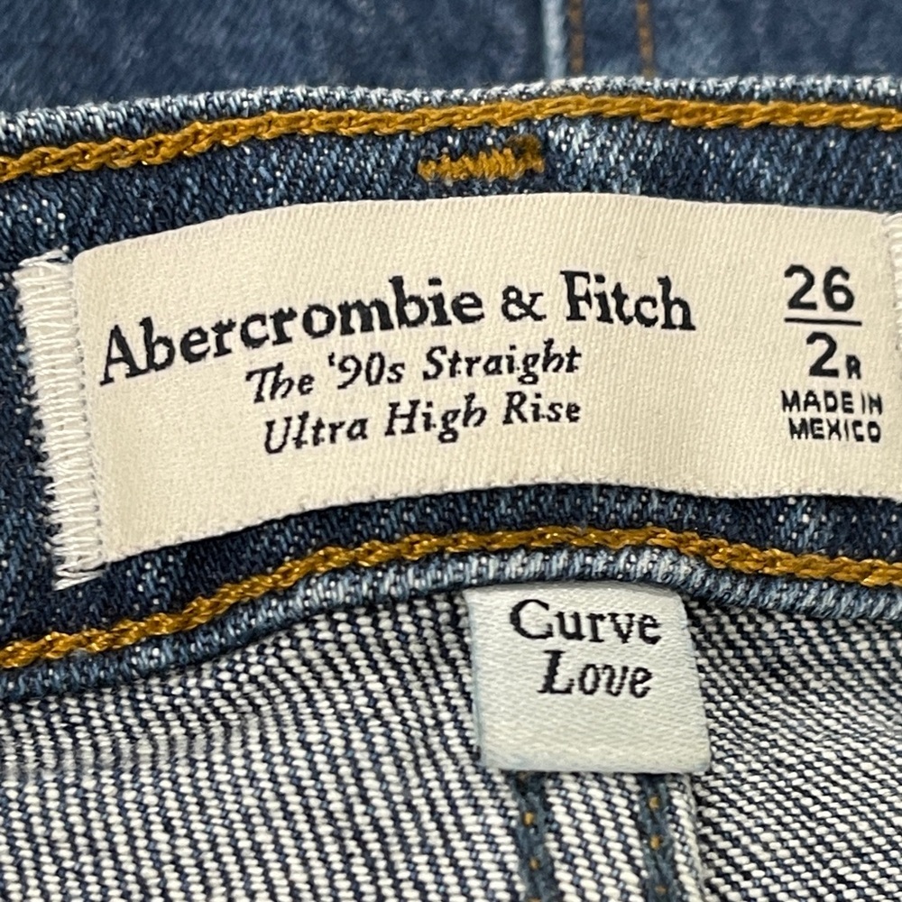 Abercrombie & Fitch 90s Straight Ultra High Rise Jean Medium Wash 26 Curve Love - Picture 5 of 6